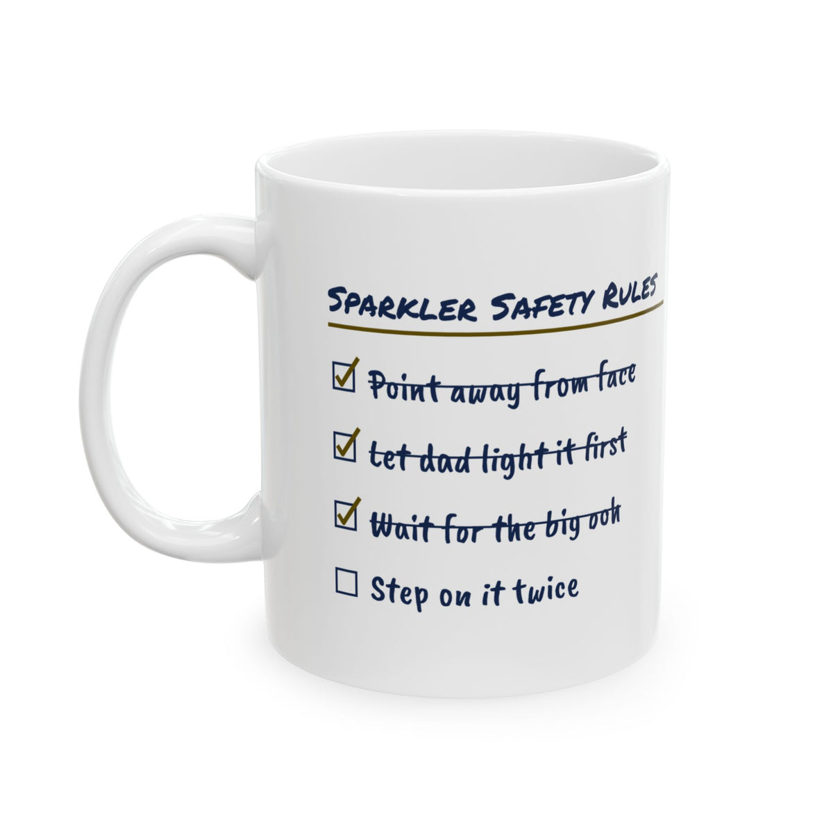Funny Fourth Of July Checklist Coffee Mug Sparkler Safety For Dad