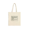 Funny Christmas Dog Tote Bag Dog Treat Nutrition Facts Label