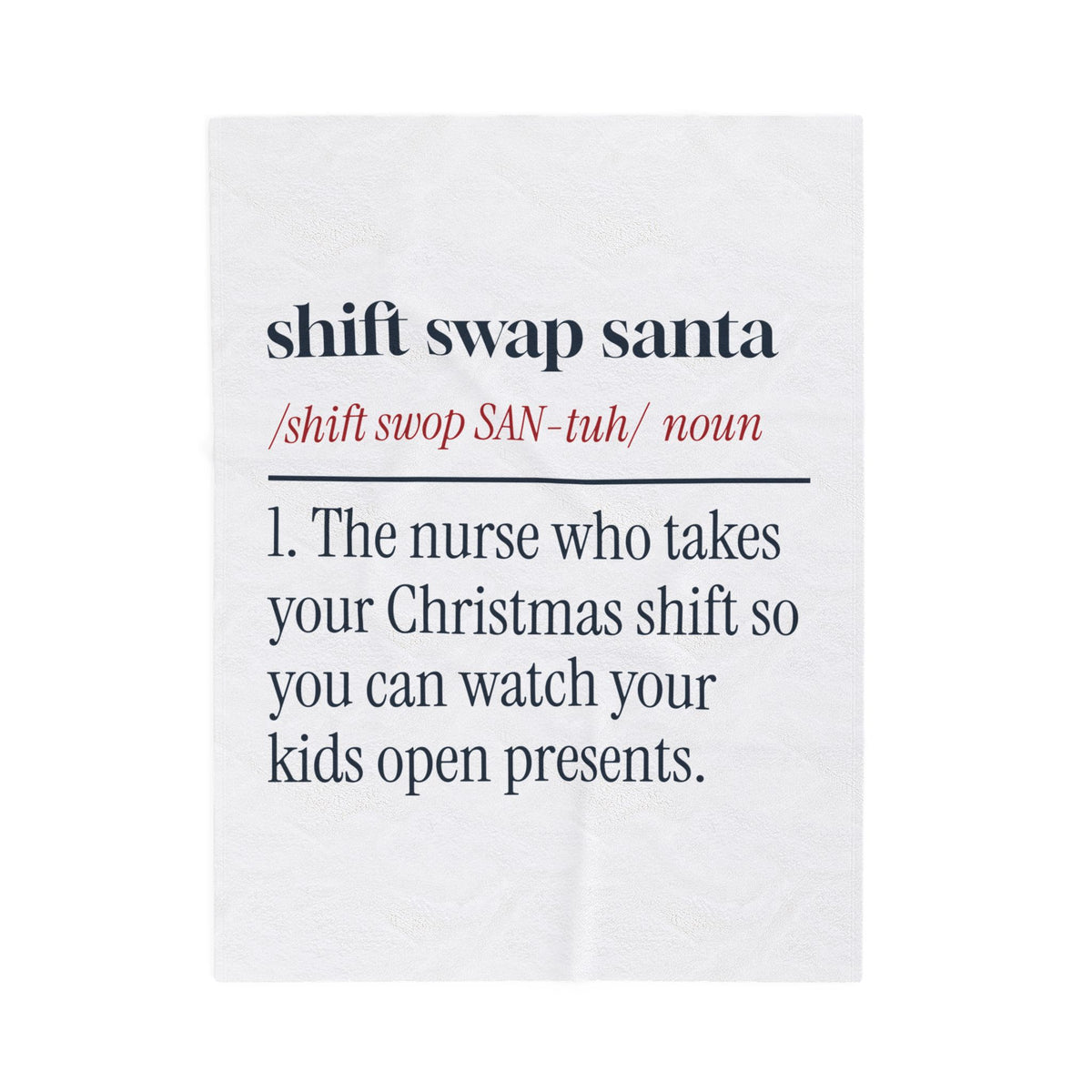 Funny Christmas Nurse Throw Blanket Shift Swap Santa Dictionary Definition