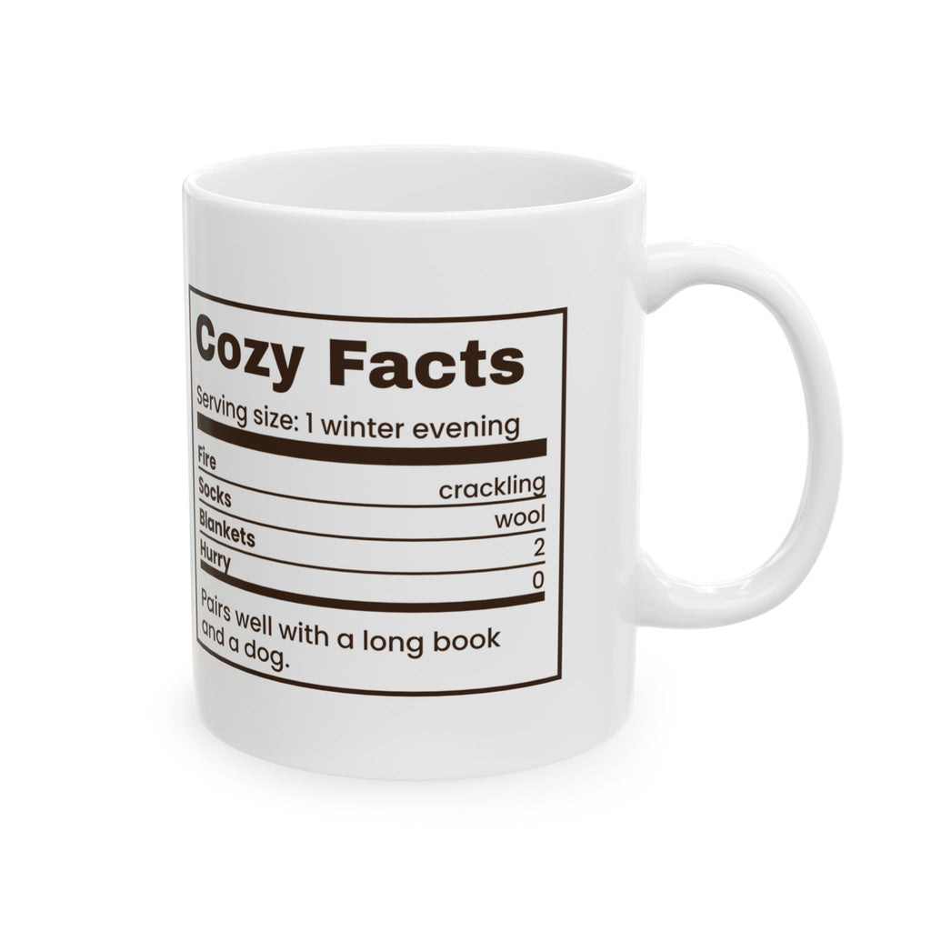 Christmas Coffee Mug Cozy Facts Nutrition Label Winter Evening
