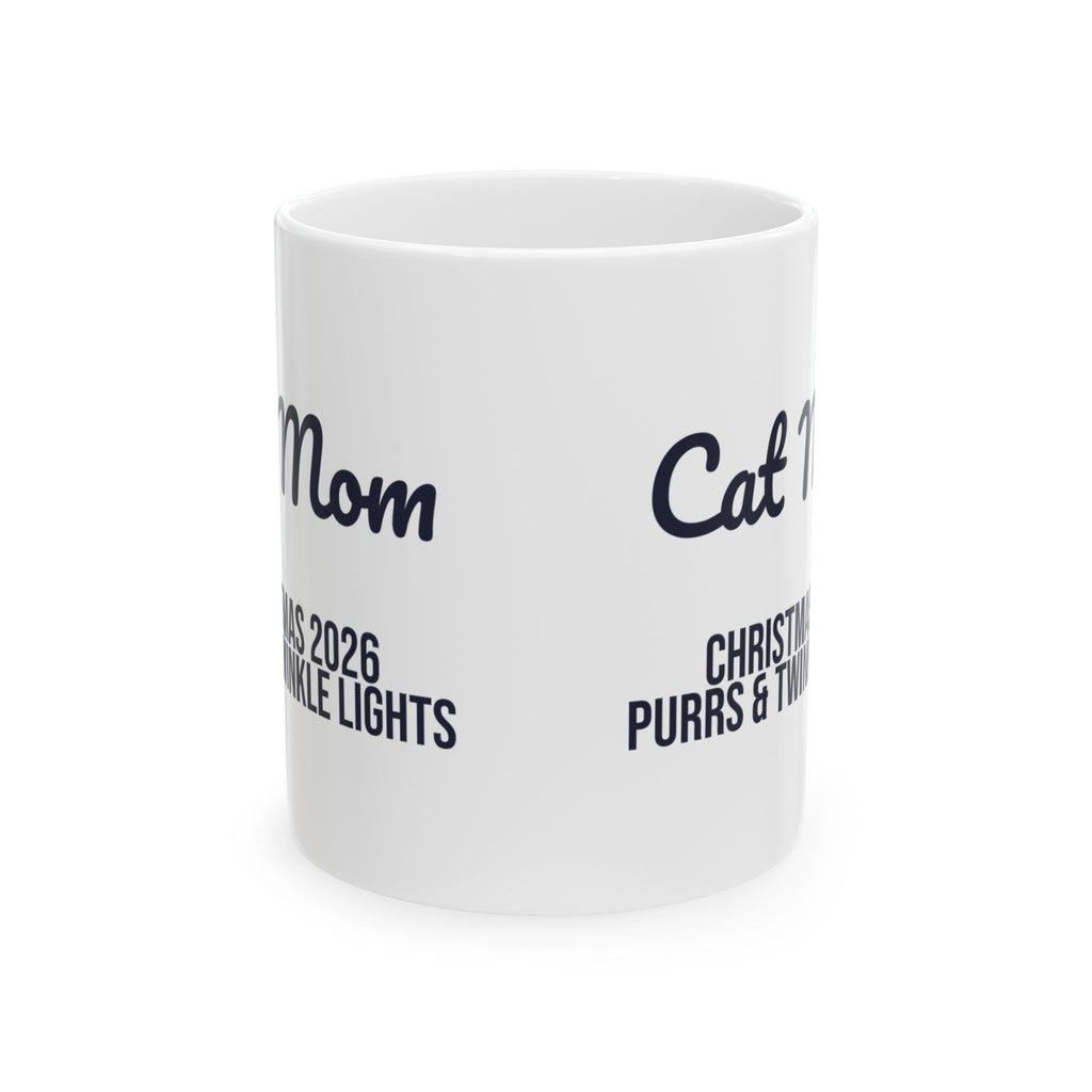 Cat Mom Christmas 2026 Coffee Mug Purrs And Twinkle Lights