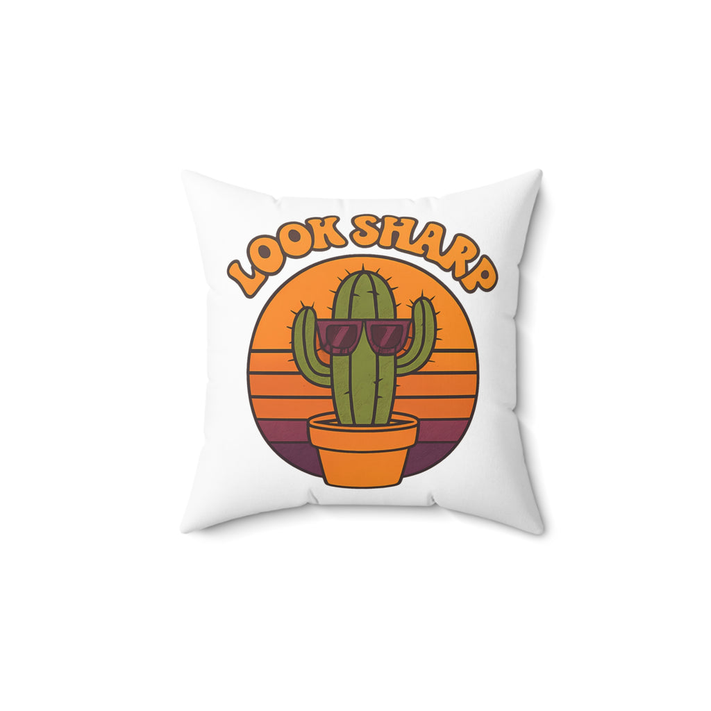Look Sharp Funny Retro Cactus Plant Lover Throw Pillow