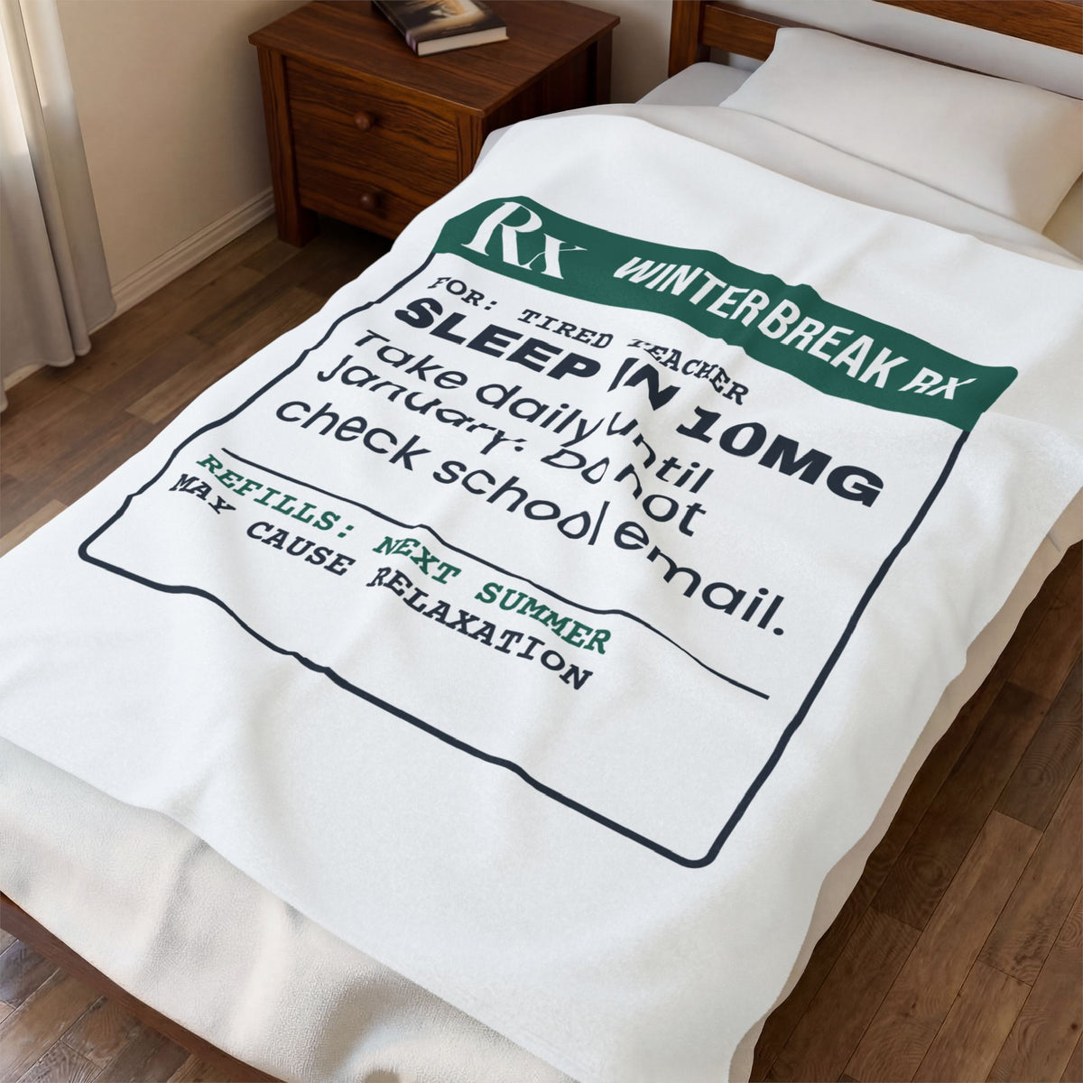 Funny Teacher Christmas Throw Blanket Sleep In 10mg Prescription Label