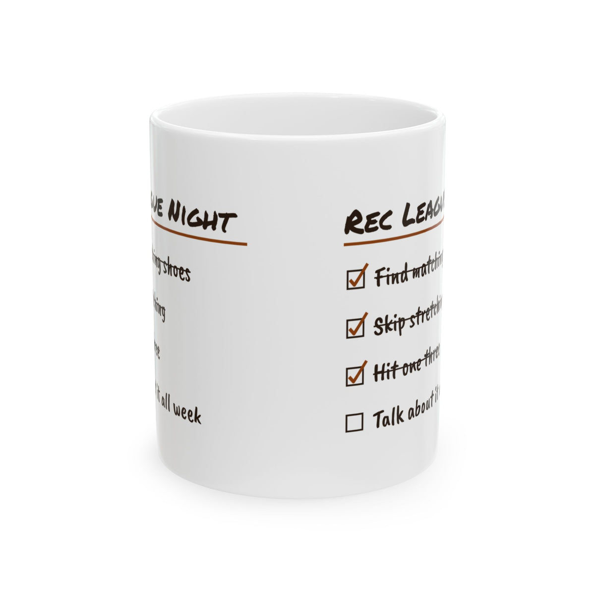 Funny Basketball Coffee Mug Rec League Night Checklist