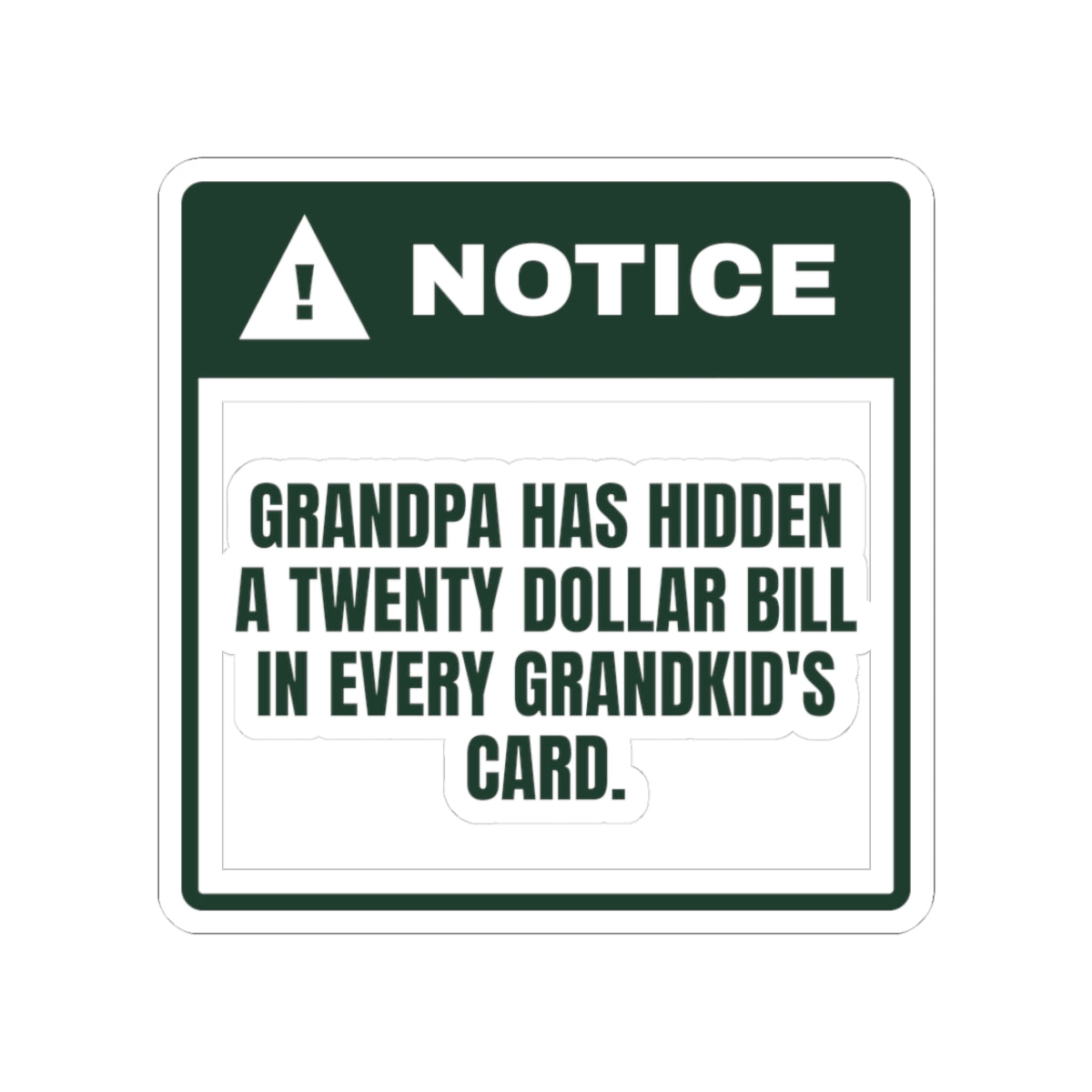 Funny Christmas Grandpa Sticker A Twenty In Every Card Love Grandpa
