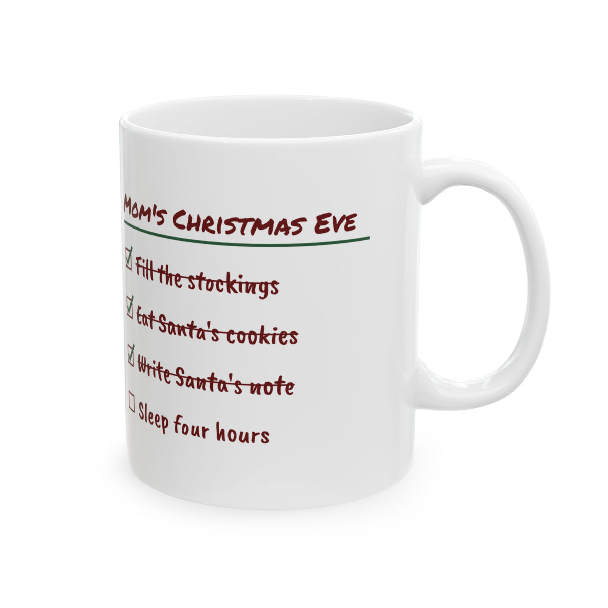 Funny Christmas Eve Mom Coffee Mug Write Santa's Note Checklist