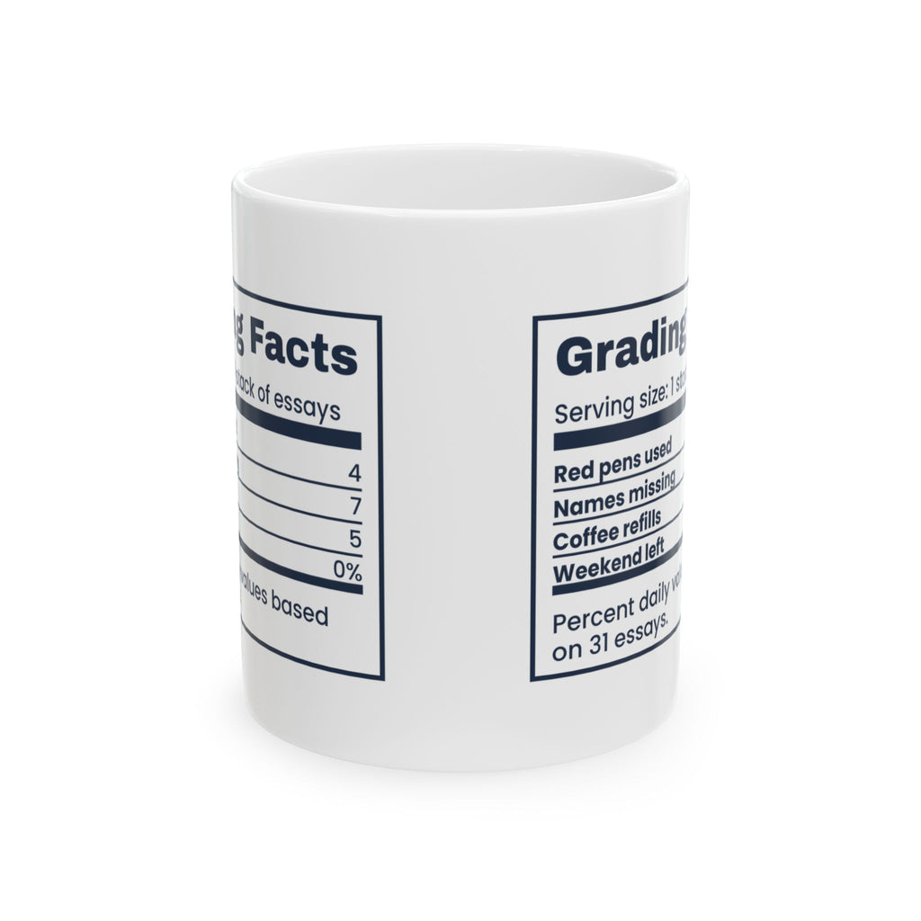 Funny Teacher Coffee Mug Grading Facts Nutrition Label For Teachers