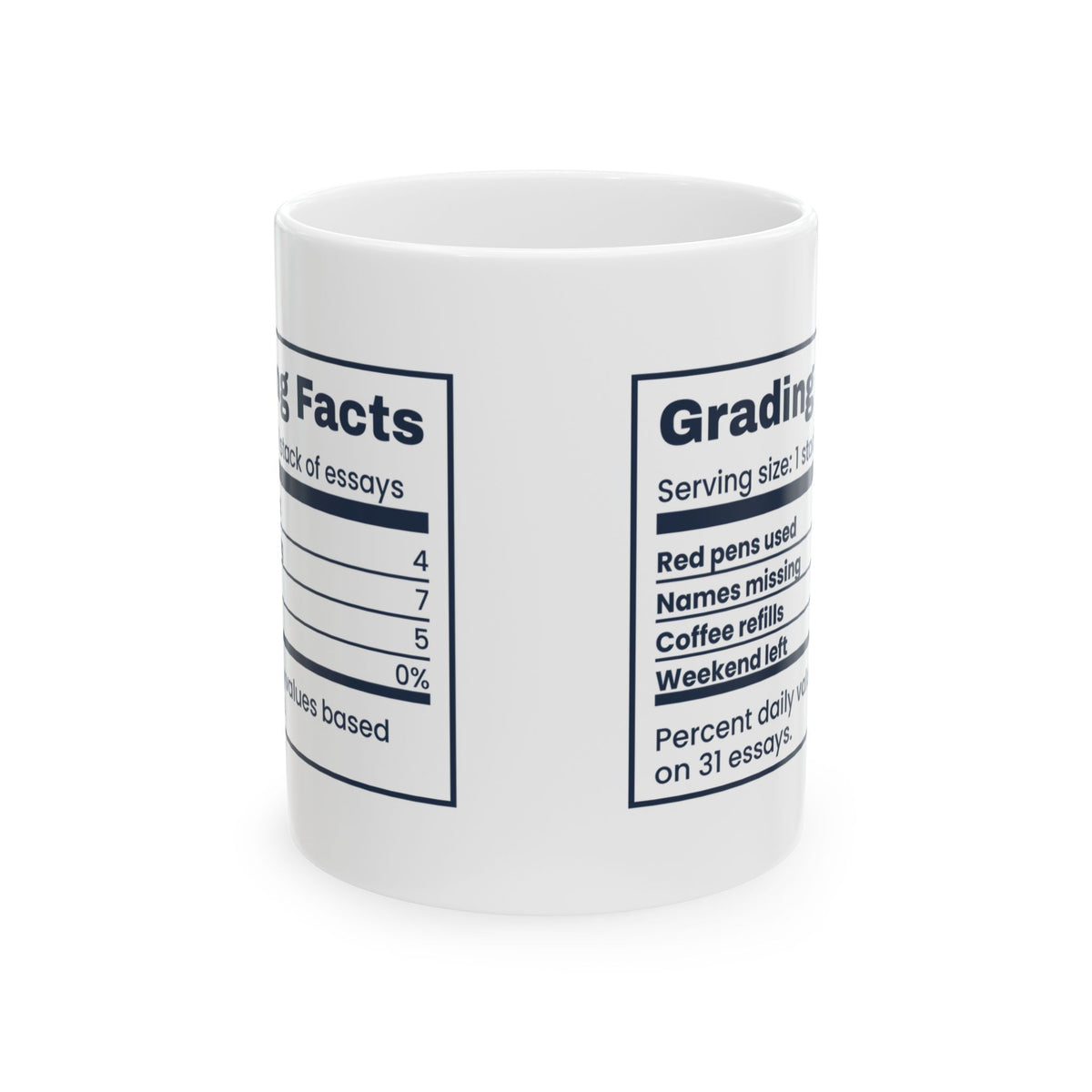 Funny Teacher Coffee Mug Grading Facts Nutrition Label For Teachers
