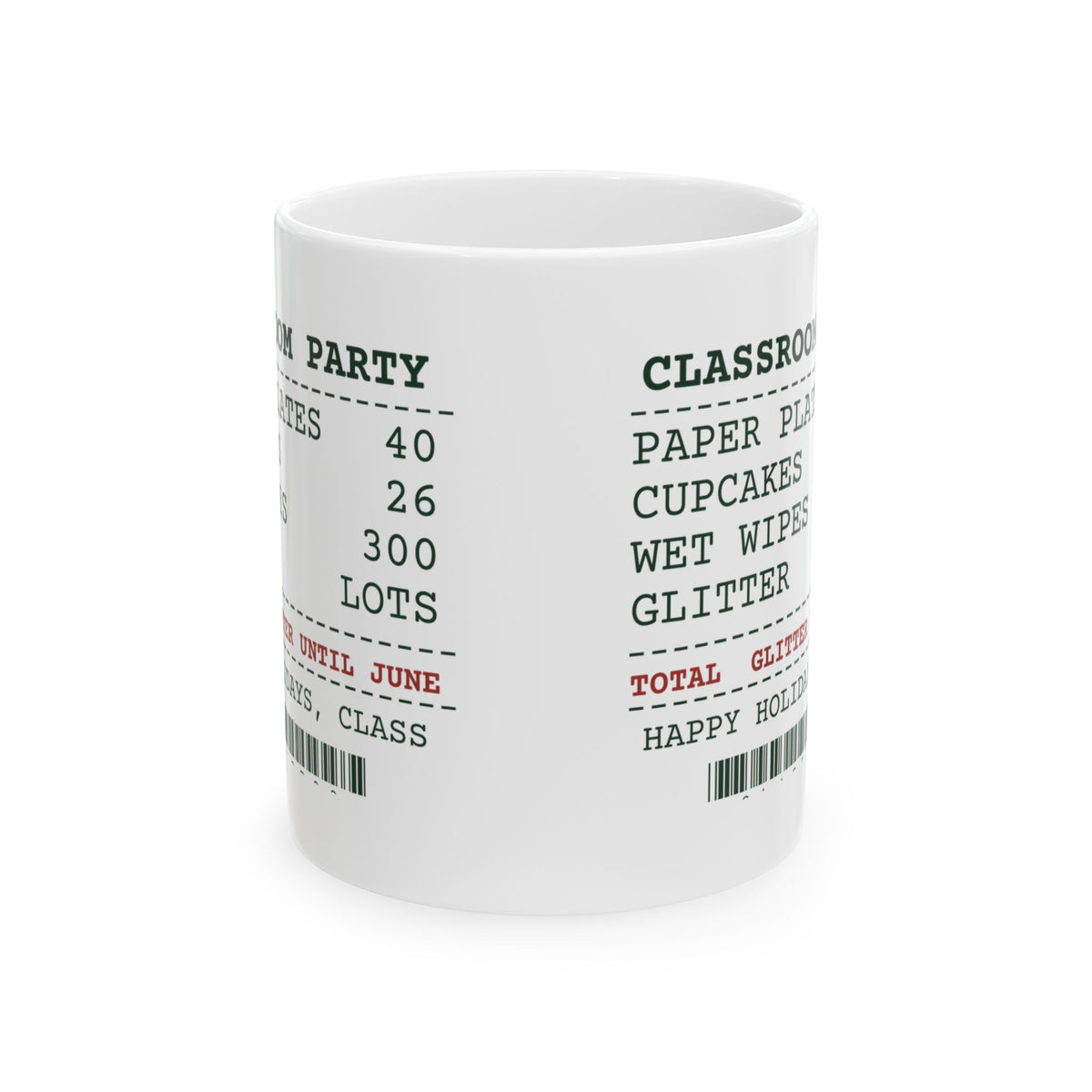 Funny Christmas Teacher Coffee Mug Classroom Party Receipt Glitter