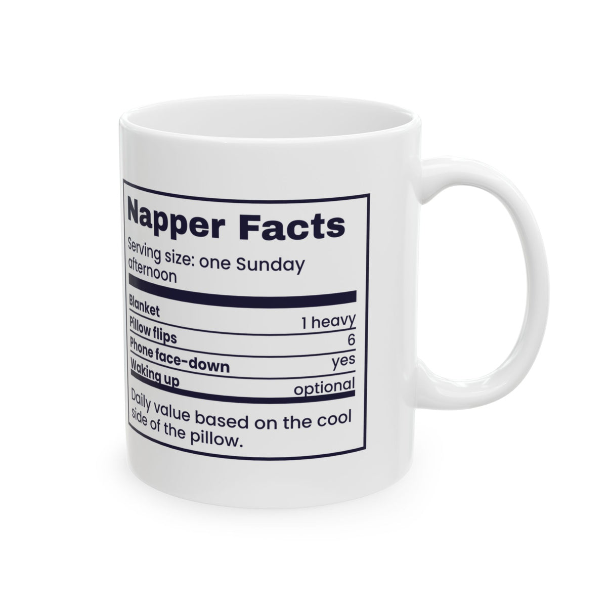 Funny Nap Lover Coffee Mug Napper Facts Nutrition Label