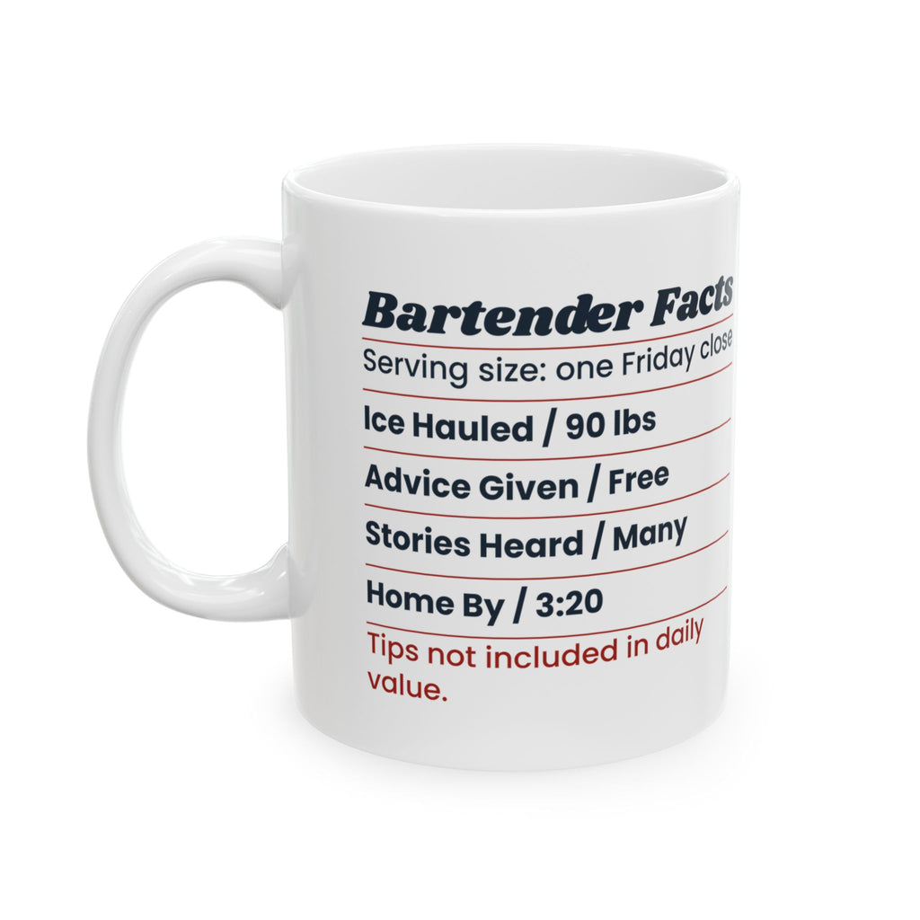 Funny Bartender Coffee Mug Bartender Facts Nutrition Label
