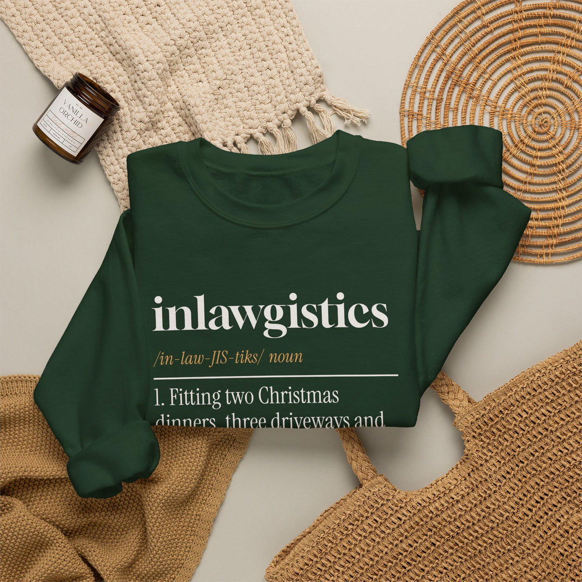 Funny Christmas In-Laws Sweatshirt Inlawgistics Dictionary Definition