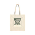 Funny Dad Christmas Tote Bag Dad Is On The Ladder Warning Label