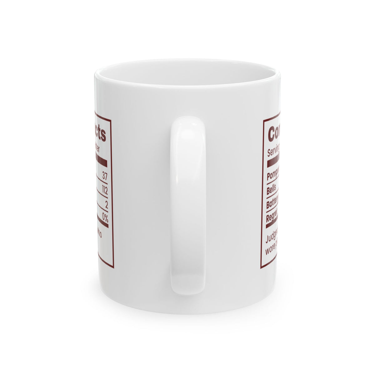Funny Ugly Sweater Coffee Mug Contest Facts Pompoms And Bells Label