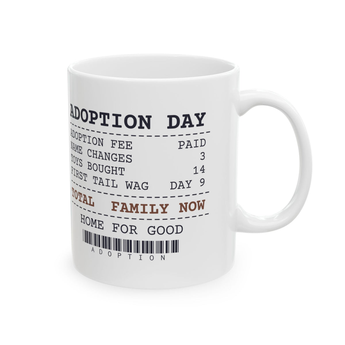 Rescue Dog Coffee Mug First Tail Wag Day 9 Toys Bought 14 Receipt