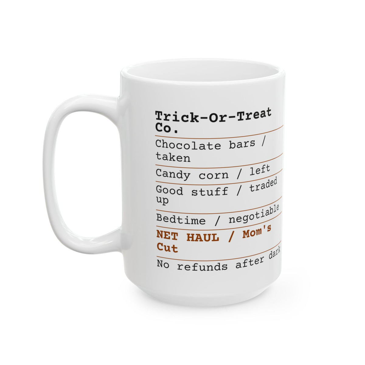 Funny Halloween Coffee Mug Candy Receipt Mom's Cut For Moms