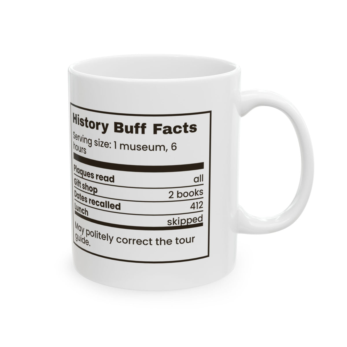 Funny History Buff Coffee Mug History Buff Facts Dates Recalled 412