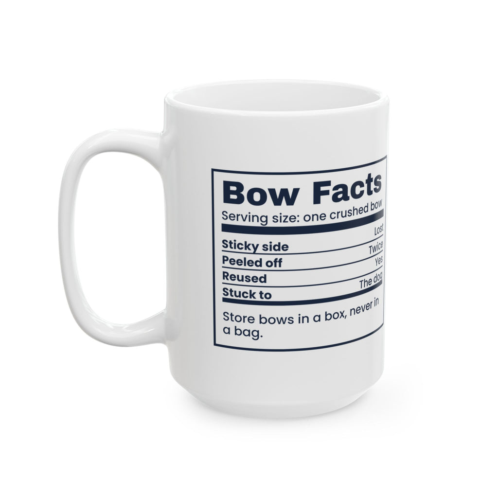 Funny Christmas Wrapping Coffee Mug Bow Nutrition Facts Label