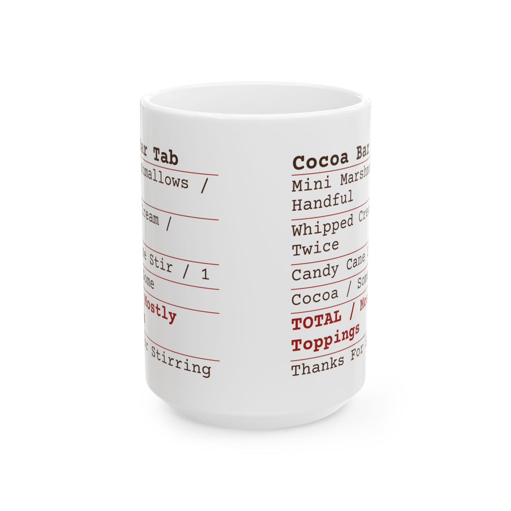 Hot Cocoa Coffee Mug Cocoa Bar Tab Receipt Mostly Toppings For Cocoa Lovers