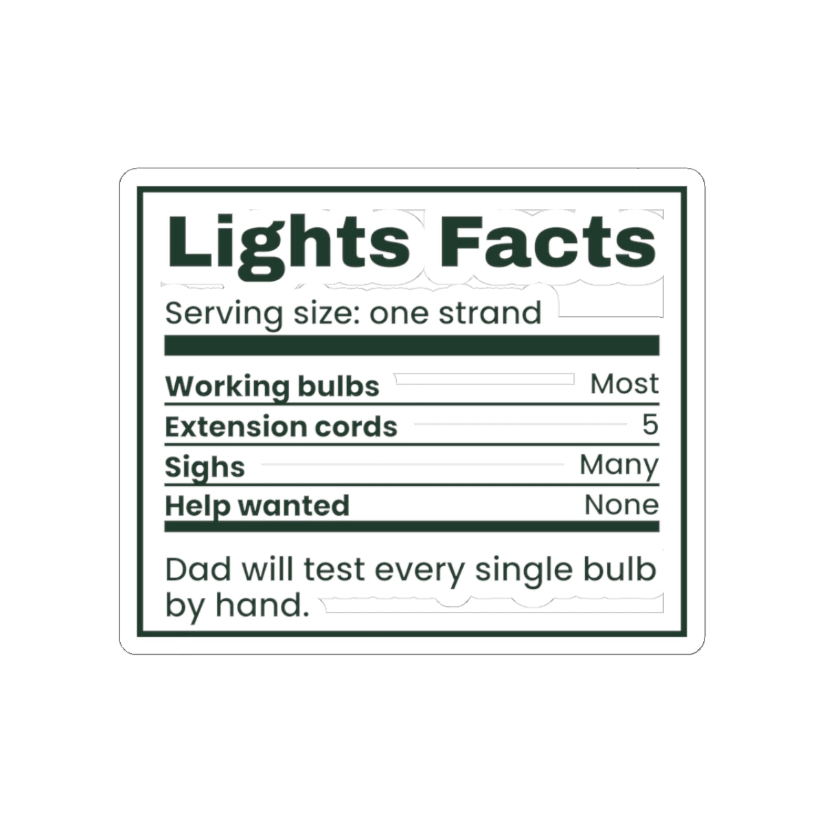 Funny Dad Christmas Sticker Lights Facts Label For Dad