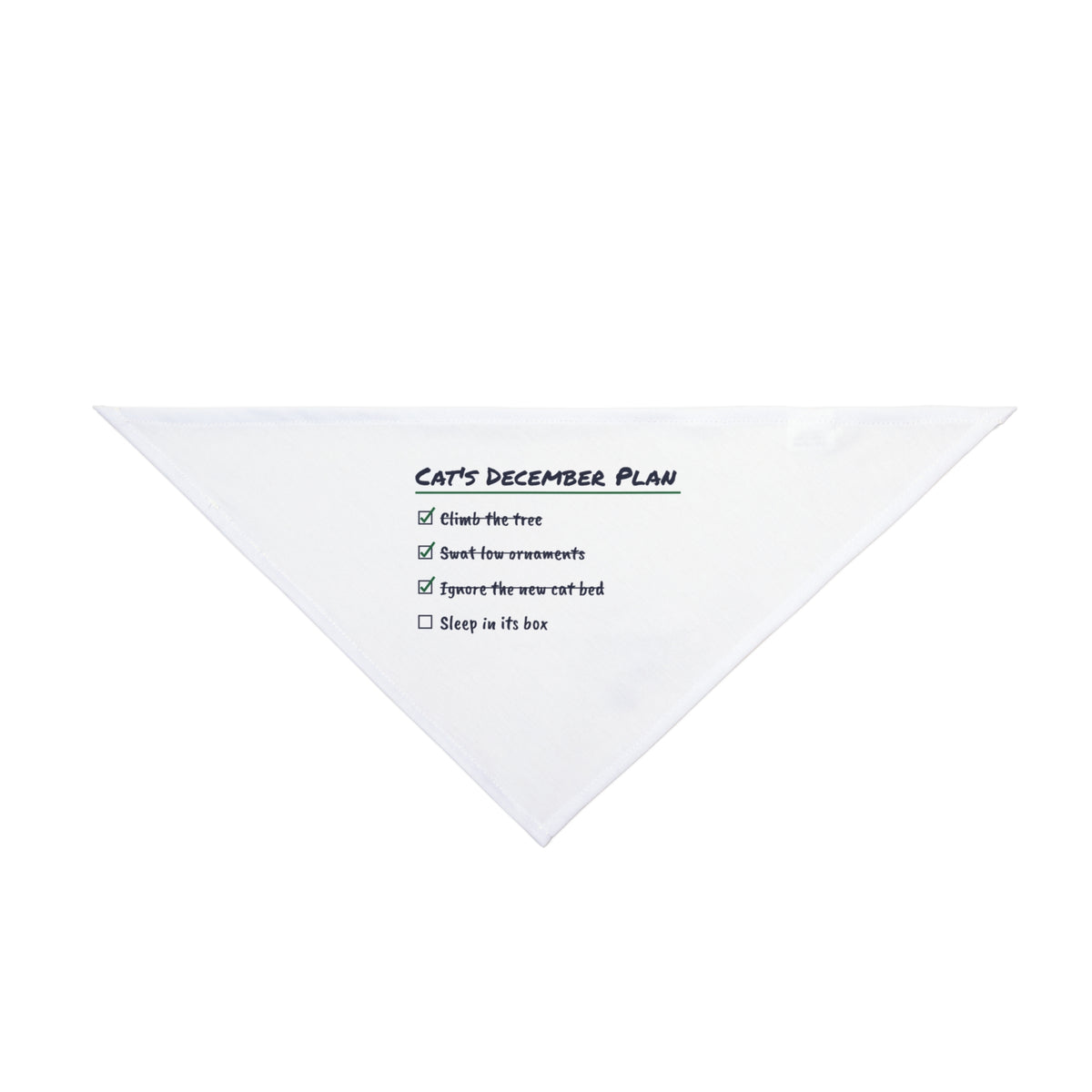Funny Christmas Cat Dog Bandana Cat's December Plan Checklist