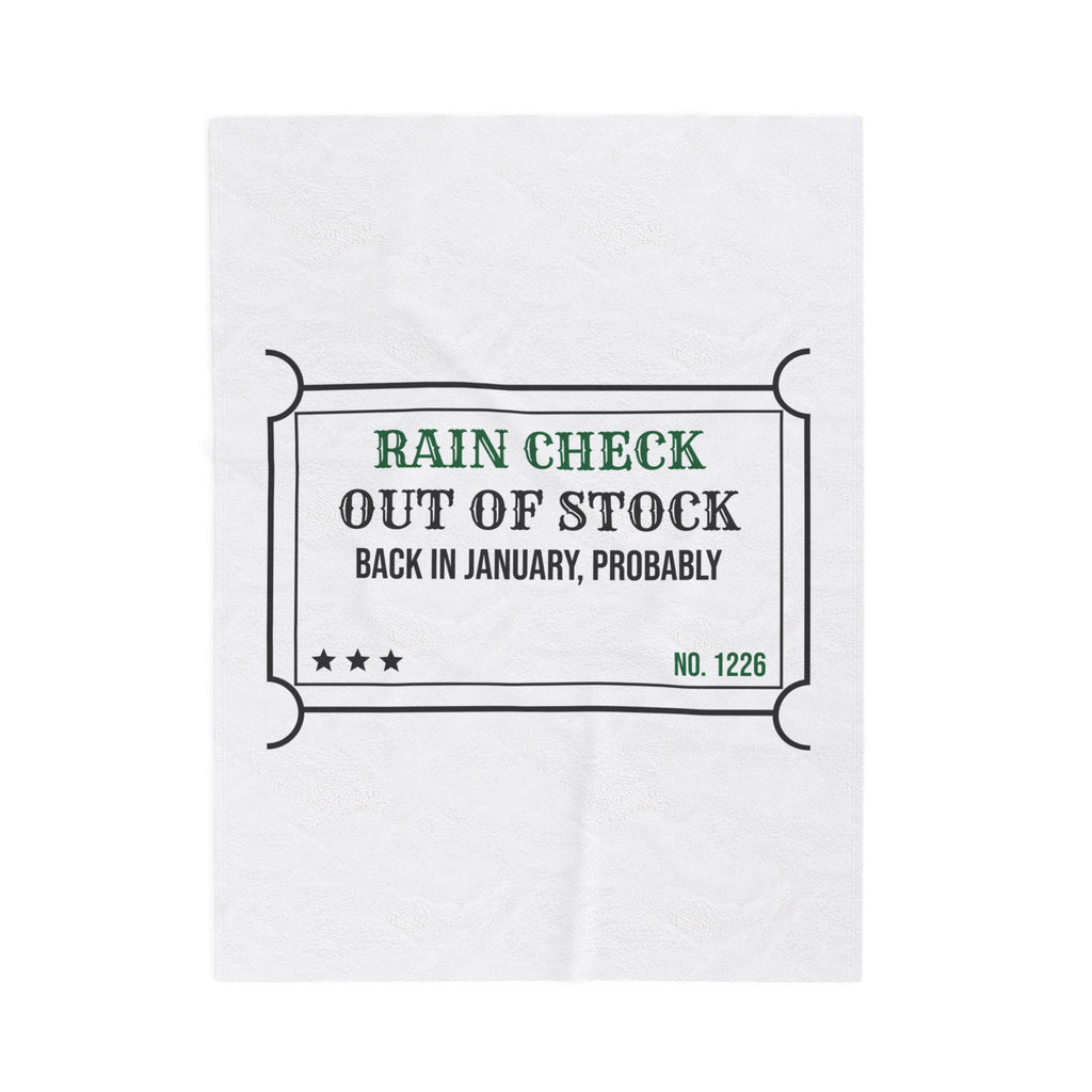 Funny Christmas Retail Throw Blanket Rain Check Back In January Probably