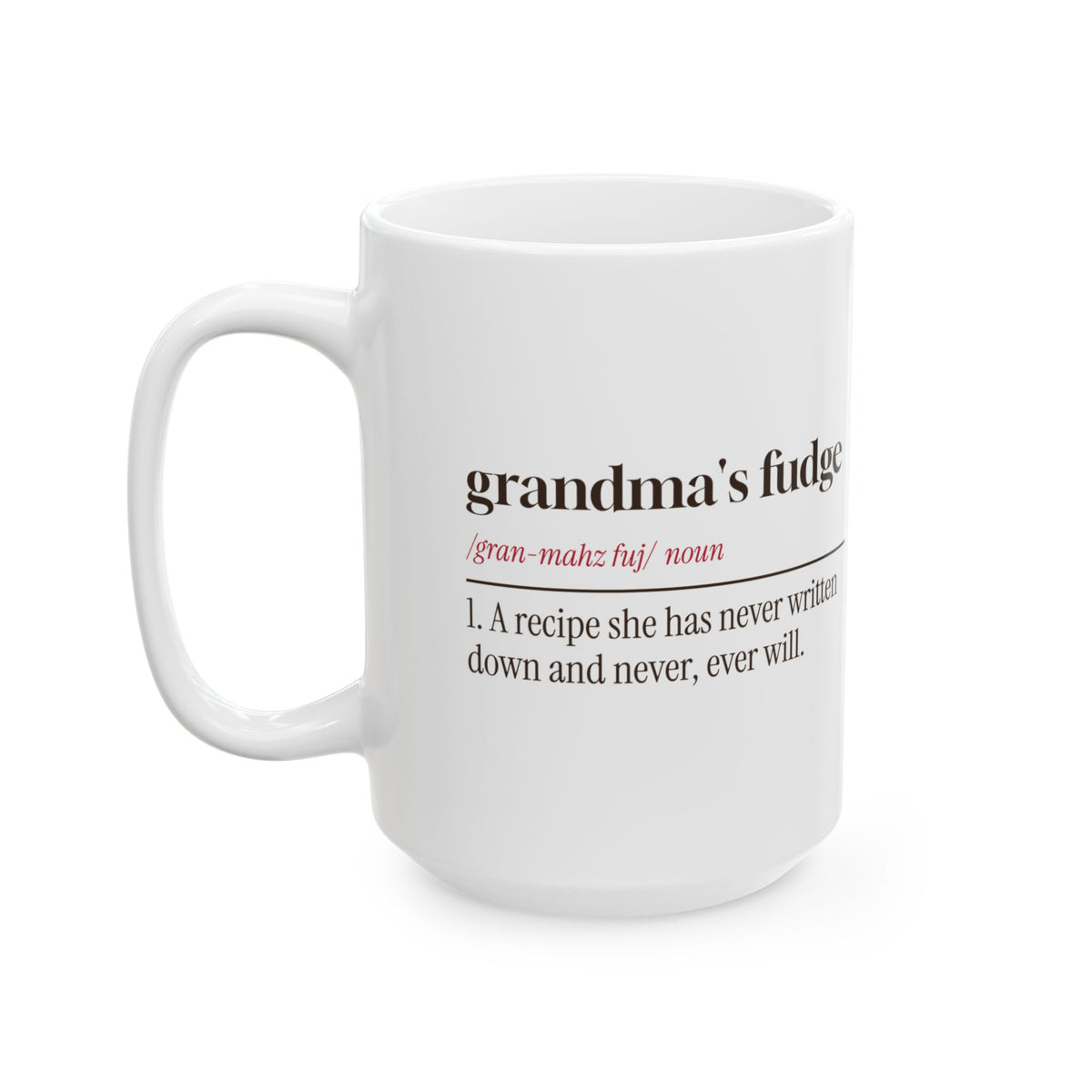 Funny Grandma Christmas Coffee Mug Grandma's Fudge Definition