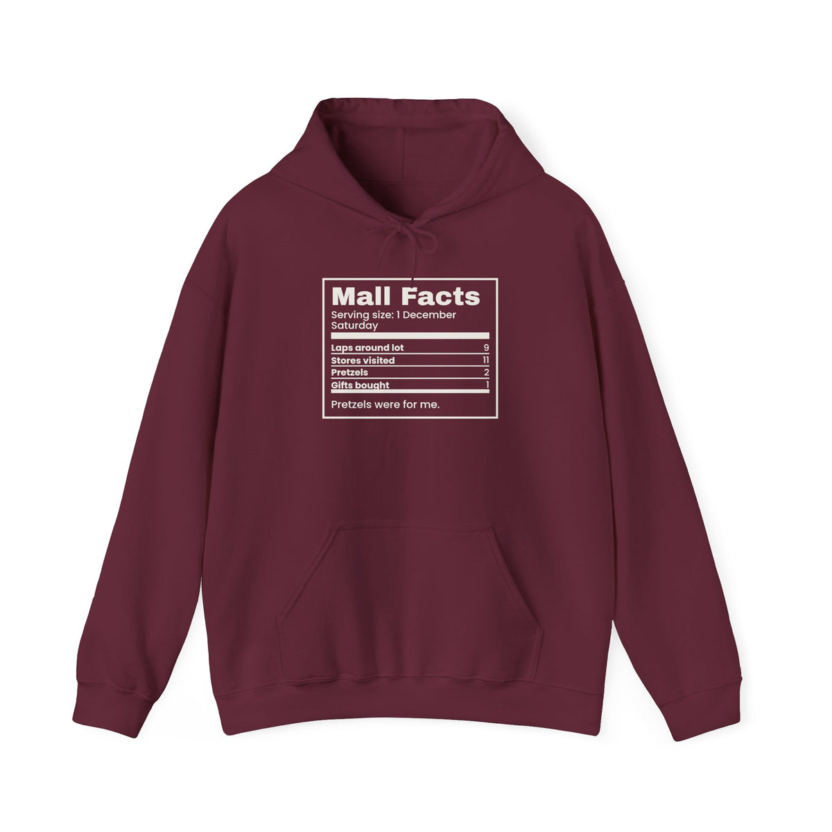 Funny Christmas Shopping Hoodie Mall Facts Nutrition Label