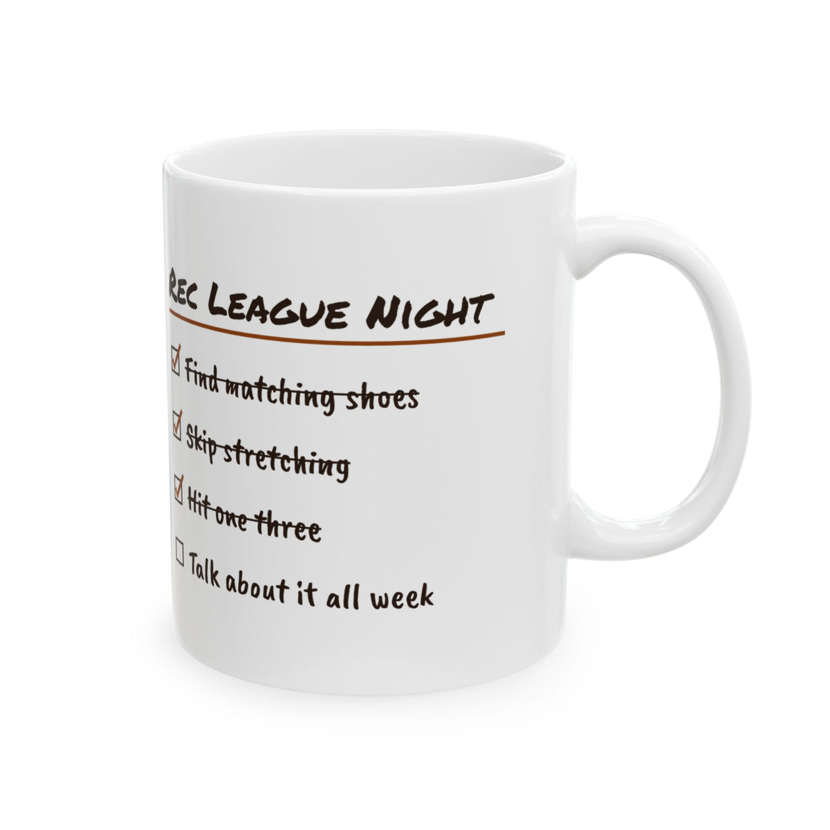 Funny Basketball Coffee Mug Rec League Night Checklist