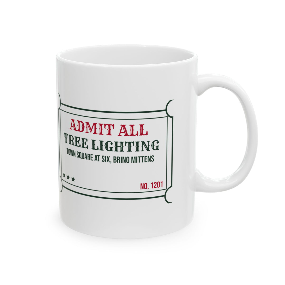 Cozy Christmas Coffee Mug Tree Lighting Town Square Ticket