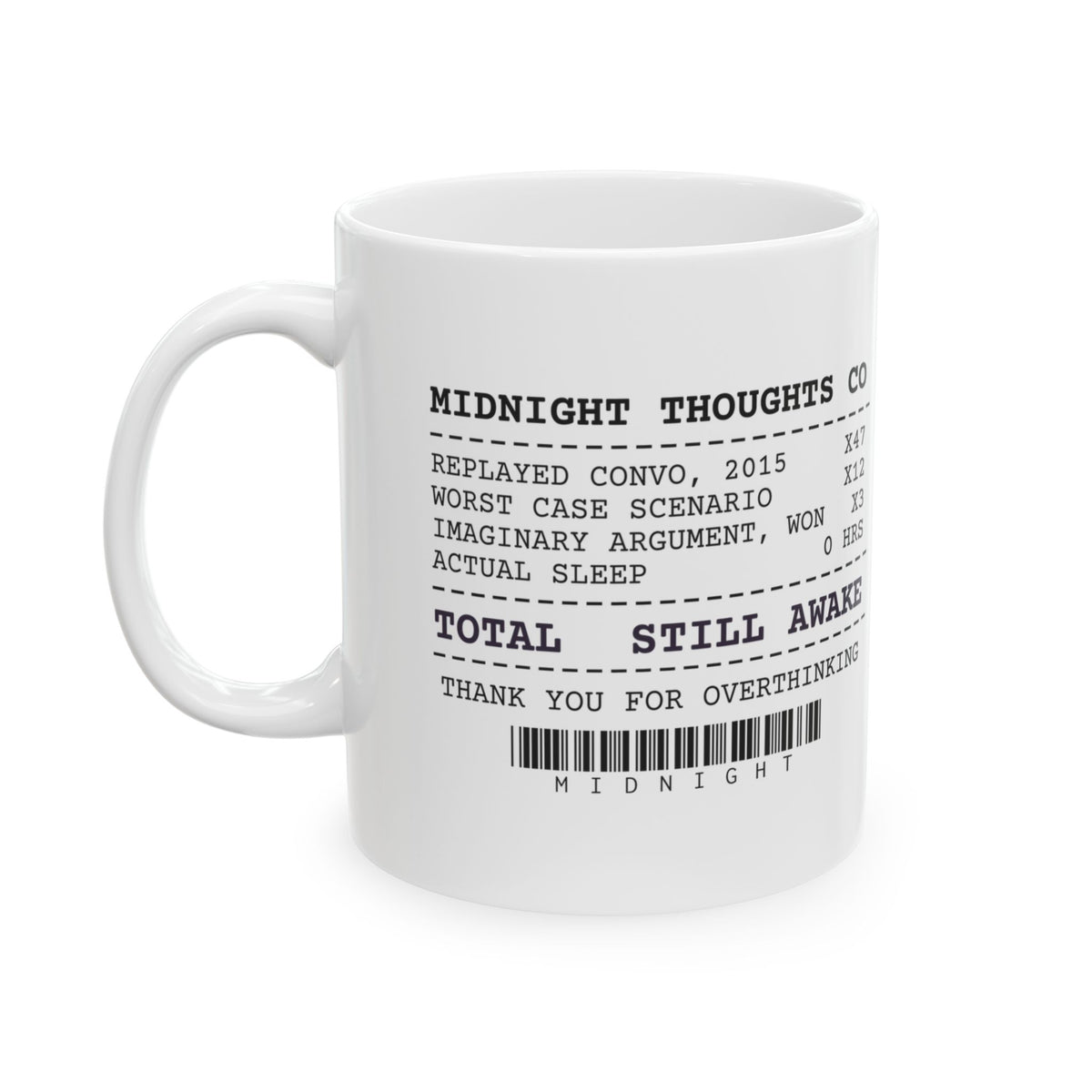 Overthinking Coffee Mug Midnight Thoughts Receipt