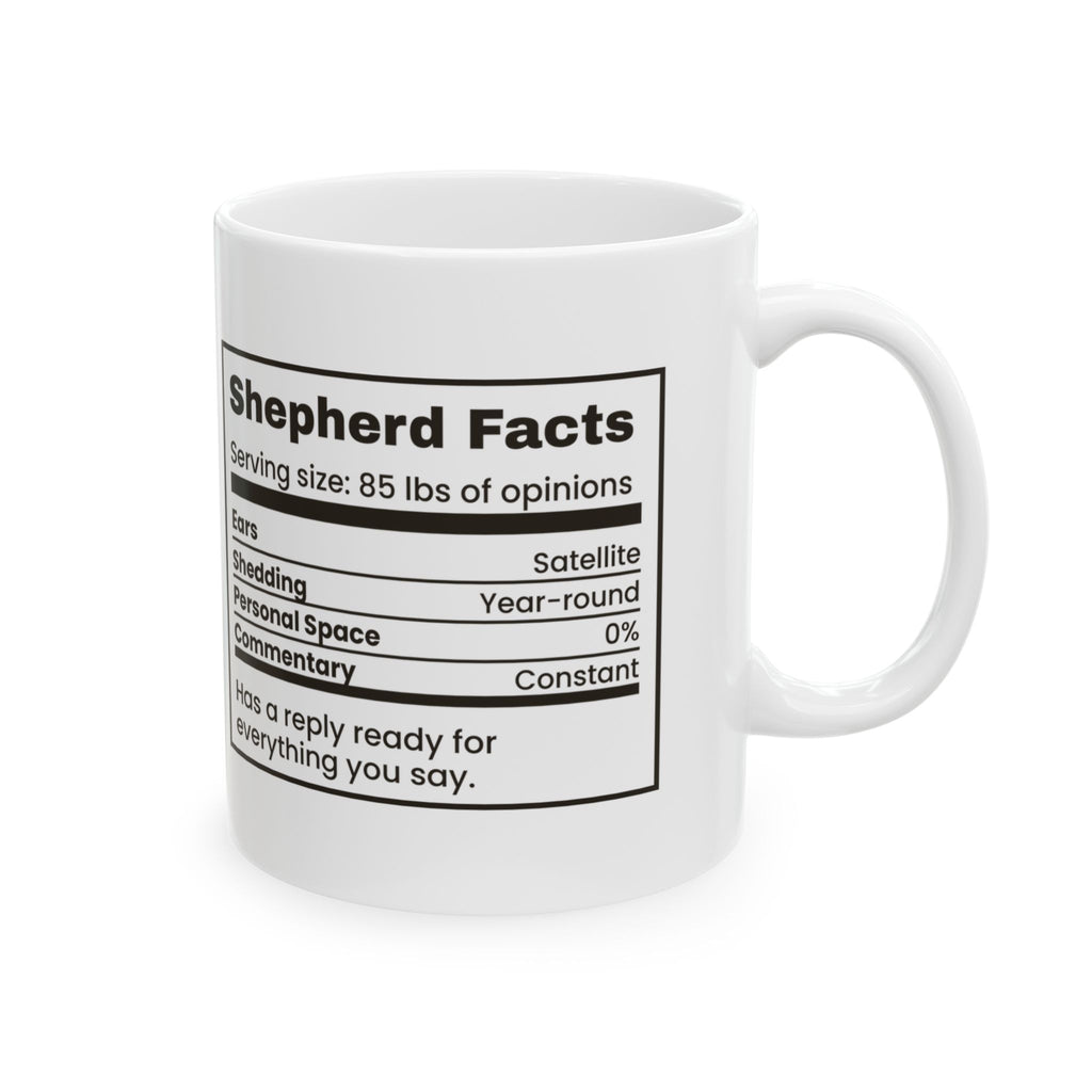 Funny German Shepherd Coffee Mug Shepherd Facts Nutrition Label