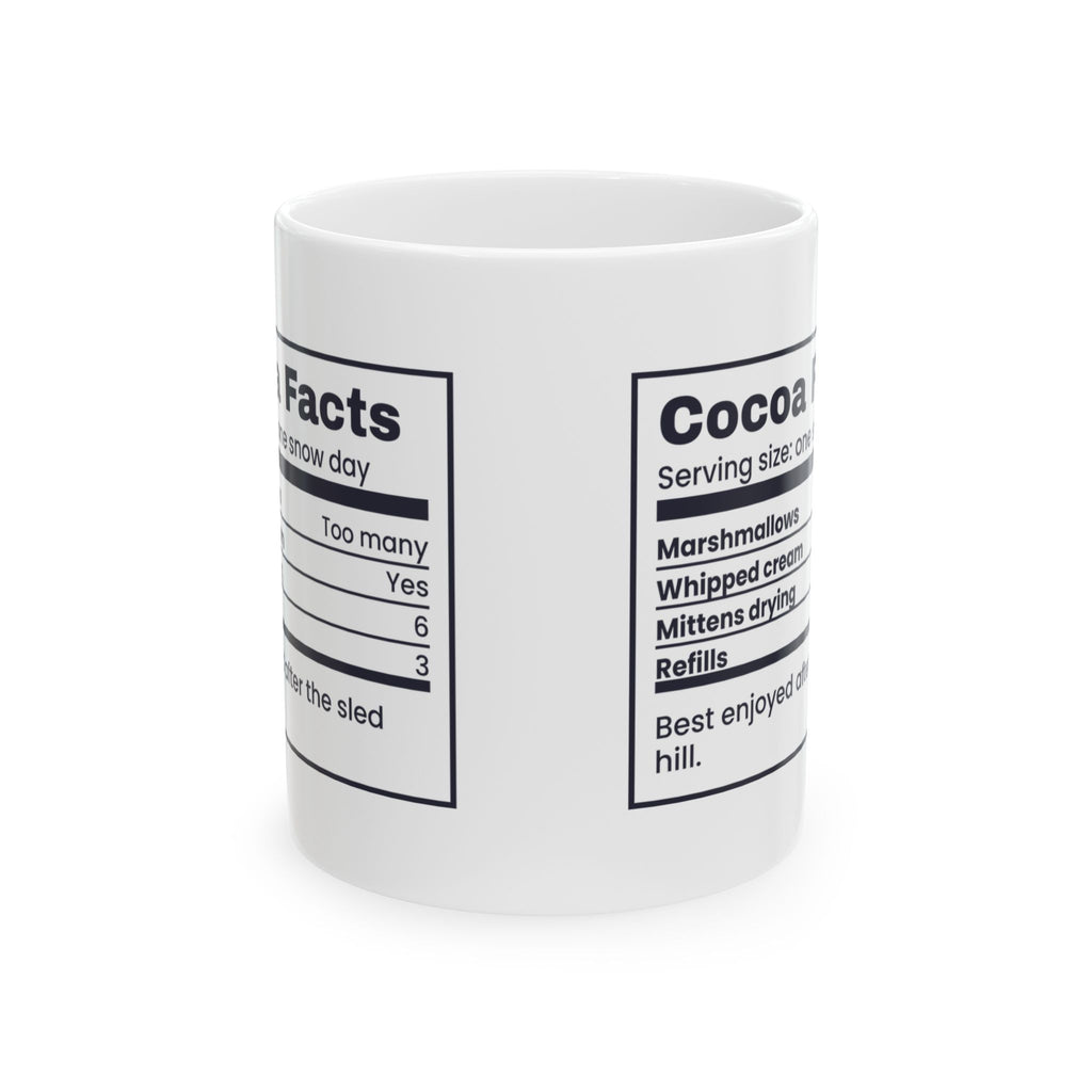 Christmas Cocoa Coffee Mug Cocoa Facts Snow Day Nutrition Label Hot