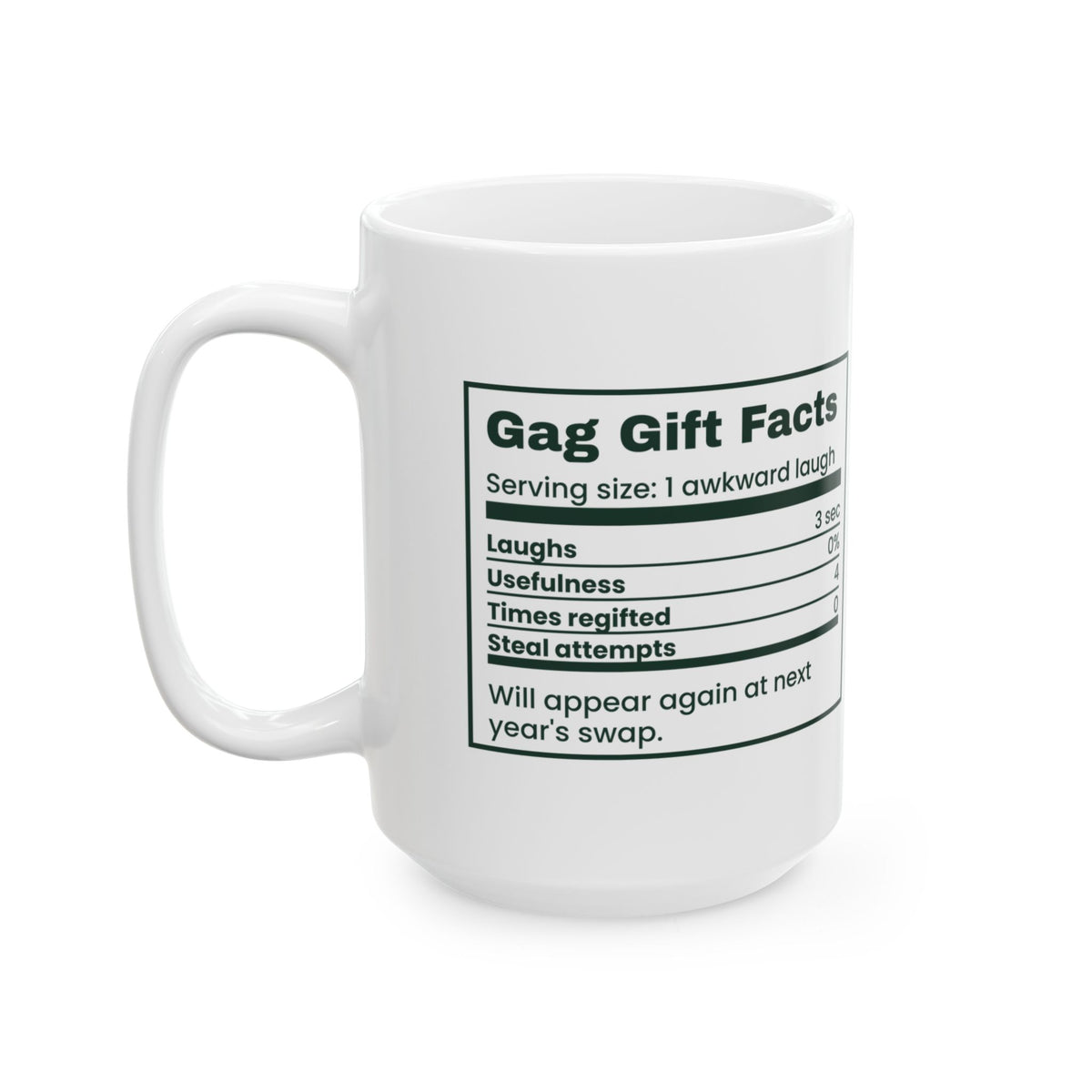 Funny White Elephant Coffee Mug Gag Gift Facts Back Again Next Year