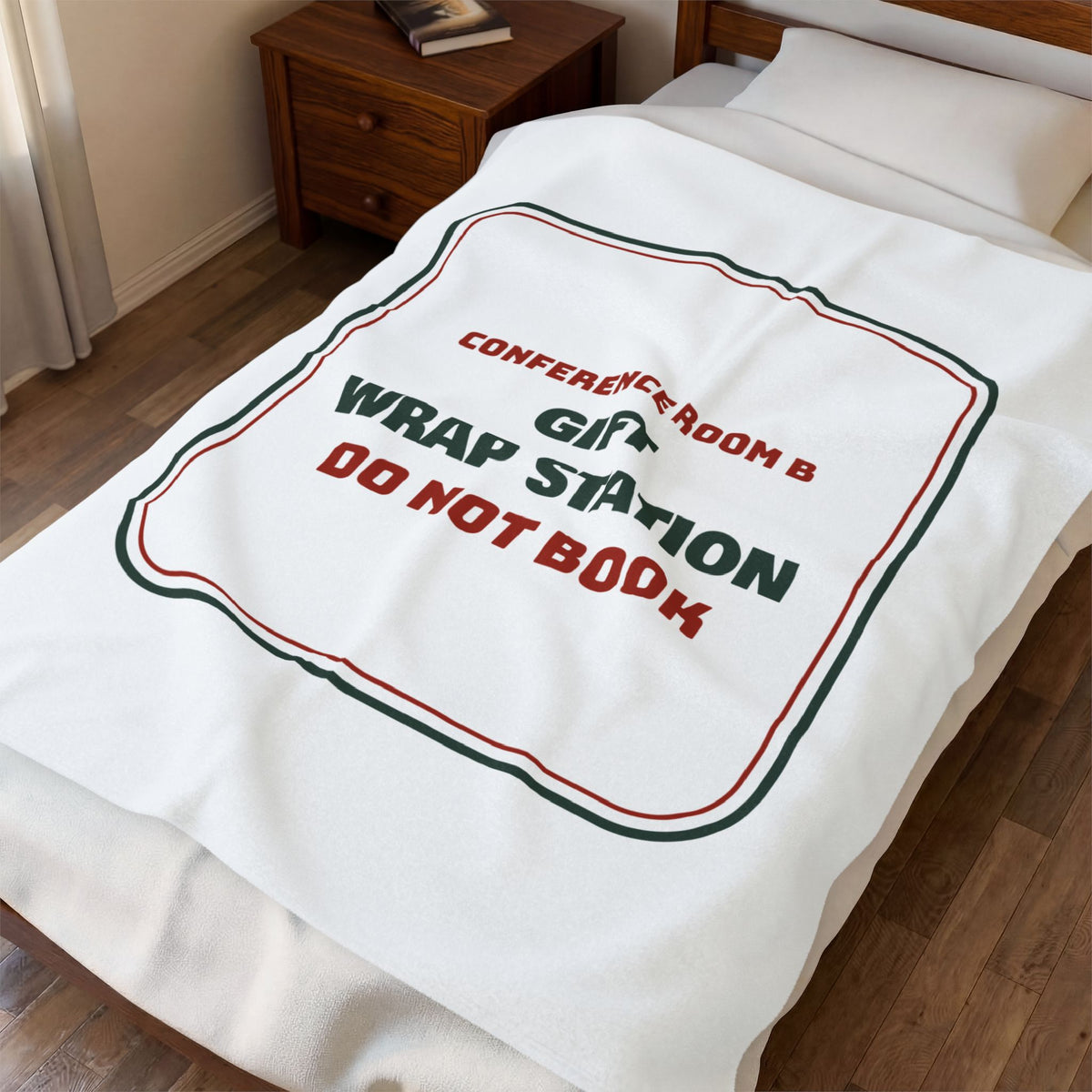Funny Christmas Coworker Throw Blanket Gift Wrap Station Do Not Book Room B