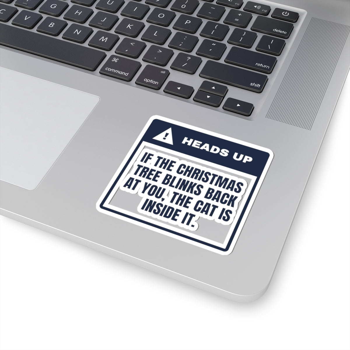 Funny Christmas Sticker Tree Blinks Back Cat Warning For Cat Owners