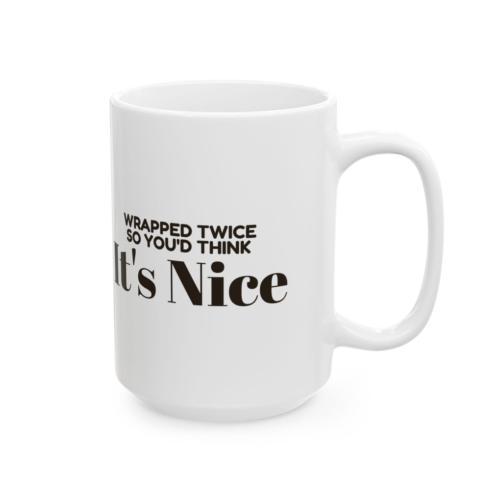 Funny White Elephant Coffee Mug Wrapped Twice So You'd Think Its Nice