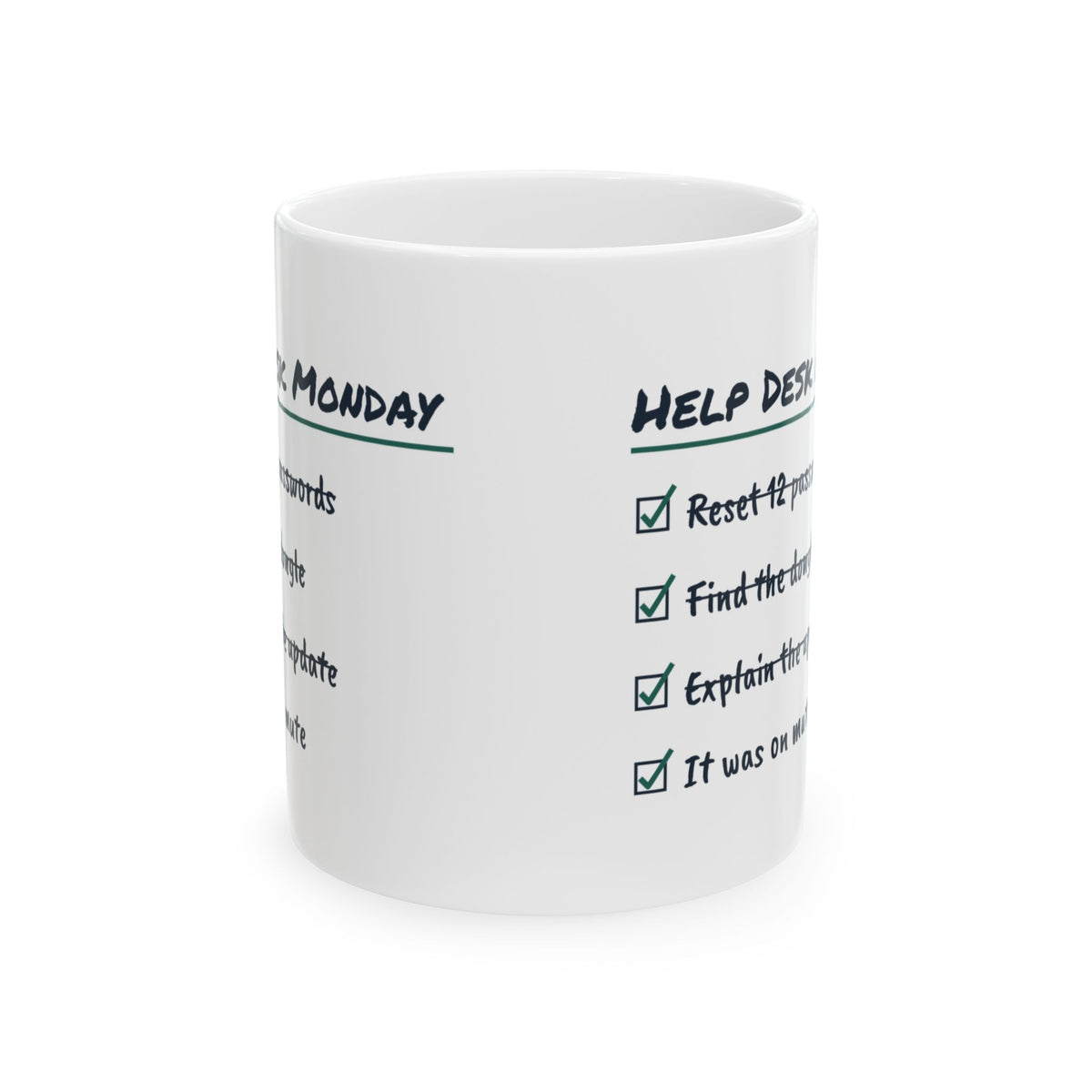 Funny IT Support Coffee Mug Help Desk Monday It Was On Mute