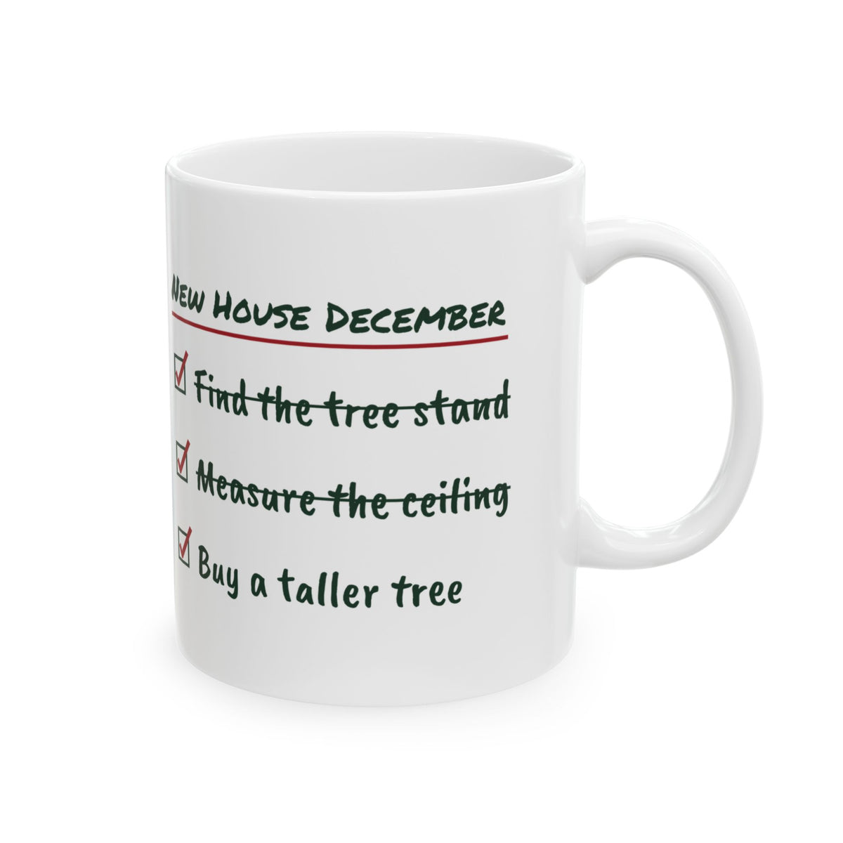 Funny New Home Christmas Coffee Mug Measure The Ceiling Checklist