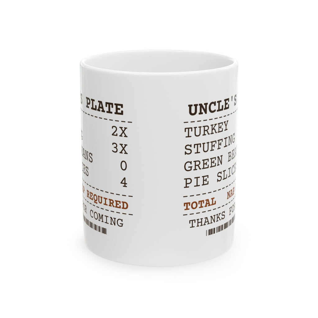 Funny Thanksgiving Coffee Mug Uncle Plate Receipt Green Beans Zero
