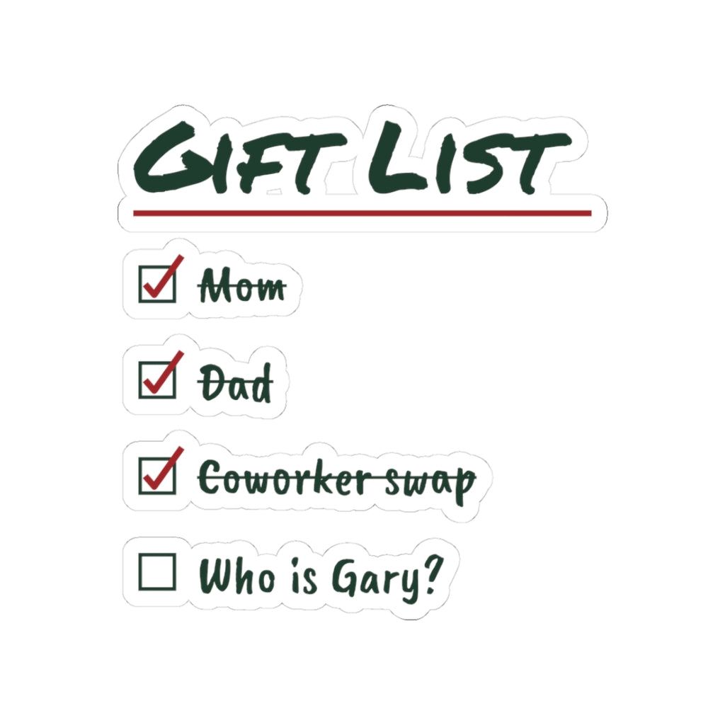 Funny Christmas Sticker Gift List Who Is Gary For Shoppers
