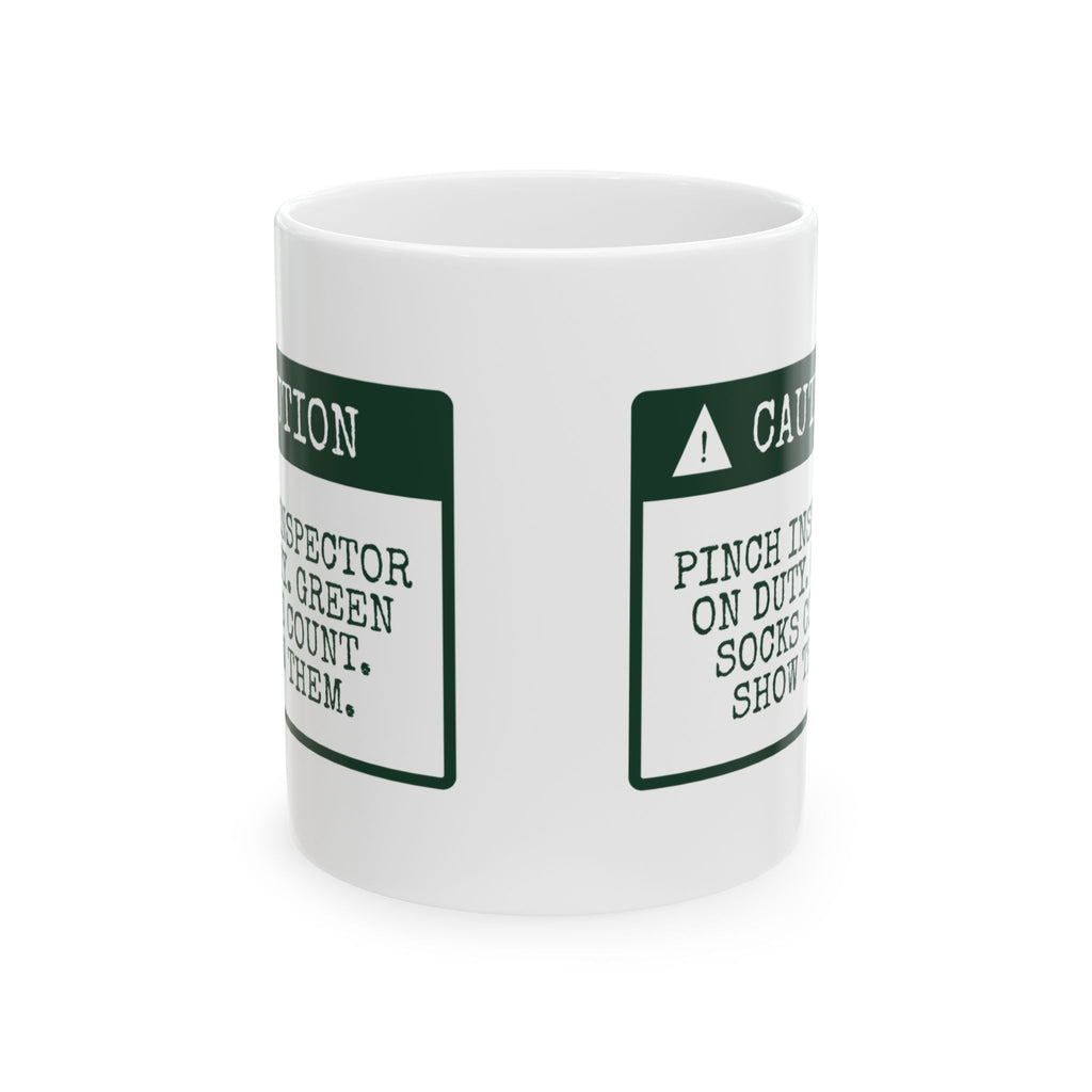 Funny St Patricks Day Coffee Mug Green Socks Count Pinch Inspector
