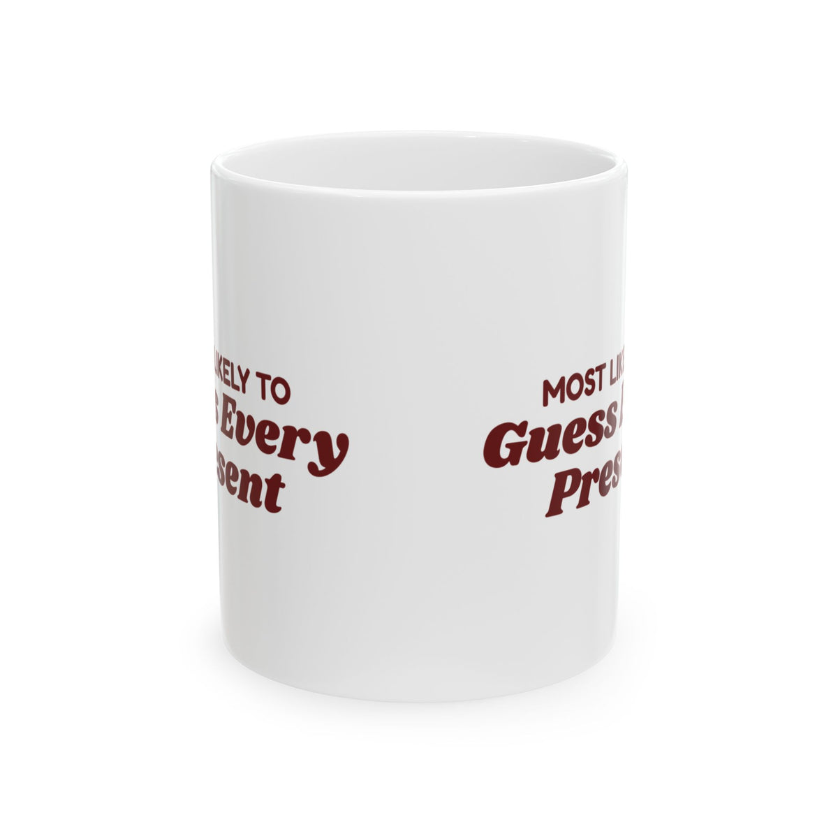 Funny Christmas Family Coffee Mug Most Likely To Guess Every Present