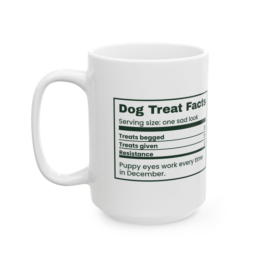 Funny Christmas Dog Coffee Mug Dog Treat Nutrition Facts Label