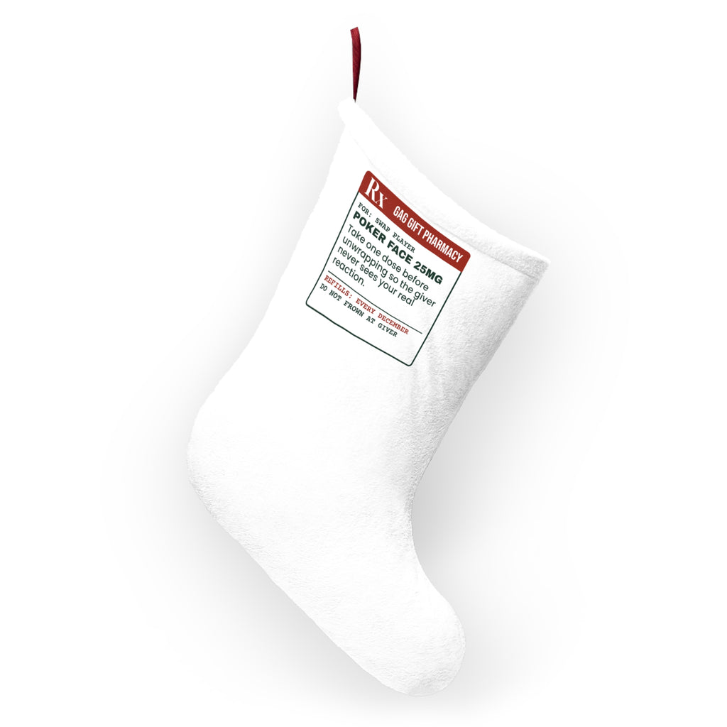 Funny White Elephant Christmas Stocking Poker Face 25mg For Gift Swap