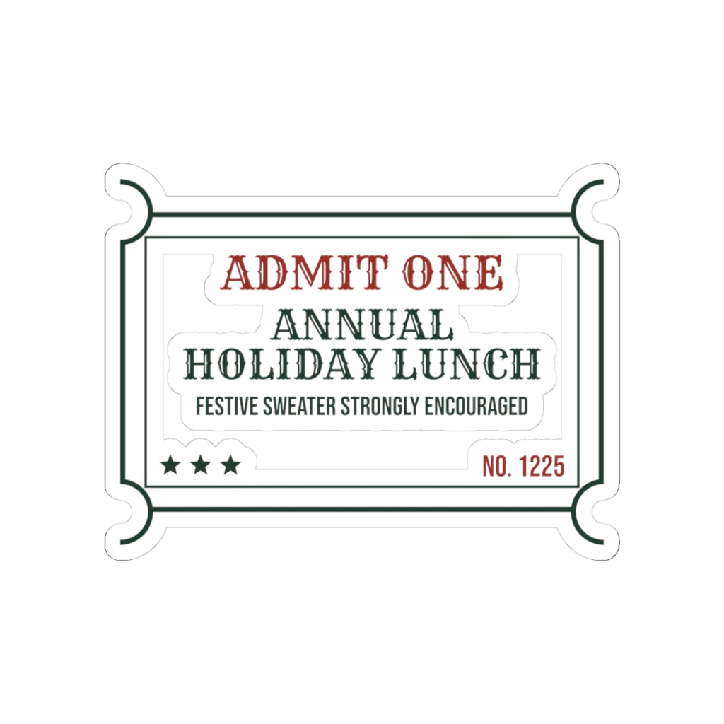 Funny Office Christmas Sticker Annual Holiday Lunch Ticket