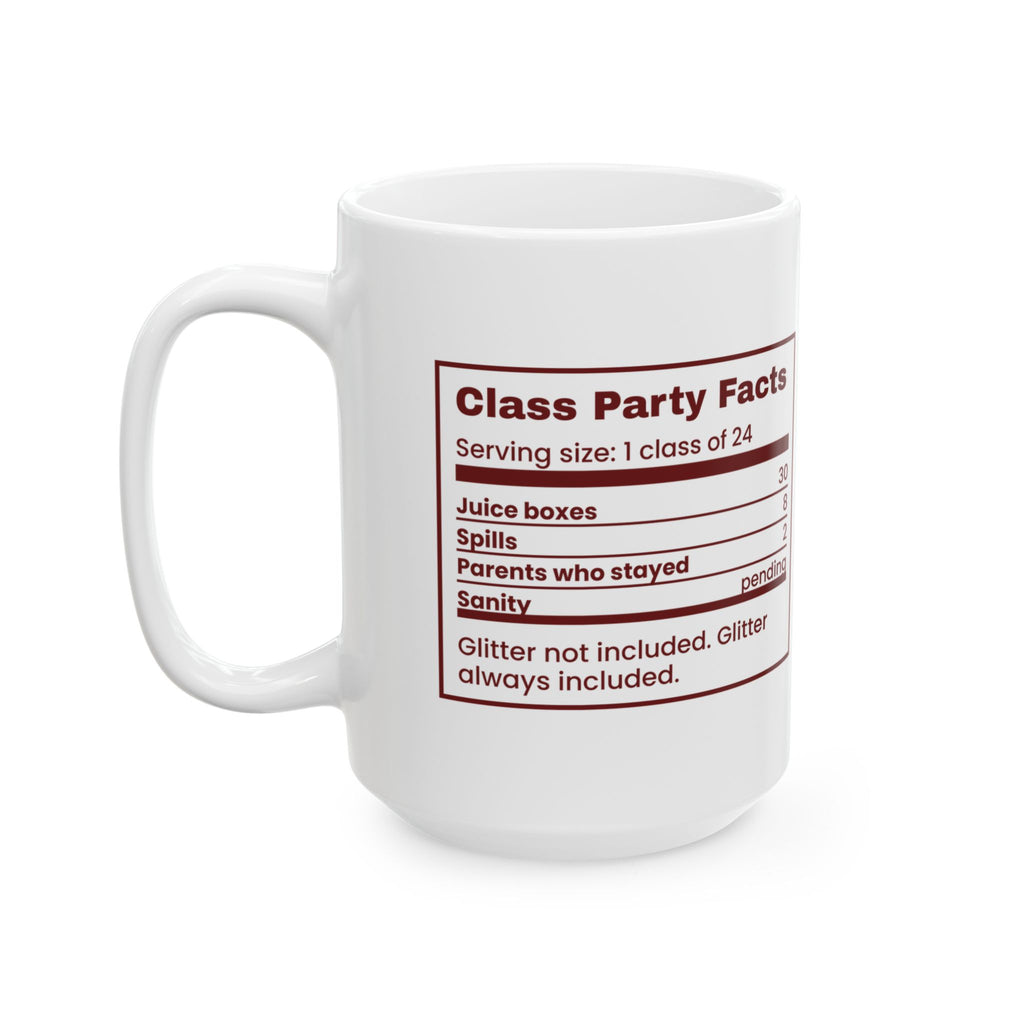 Funny Christmas Teacher Coffee Mug Class Party Facts Nutrition Label