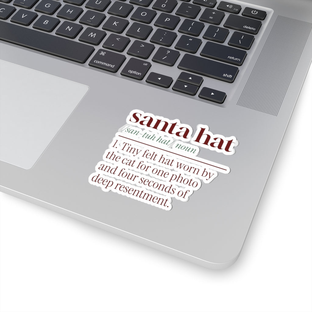 Funny Christmas Cat Sticker Santa Hat Definition For Cat Lovers
