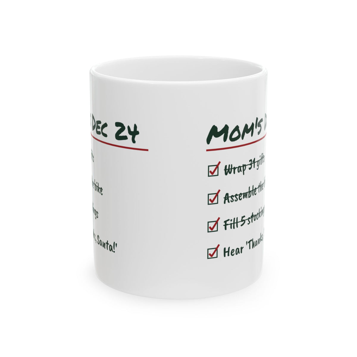 Funny Christmas Coffee Mug Mom's Christmas Eve Checklist For Mom