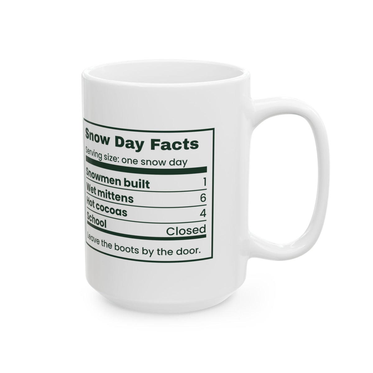 Hot Cocoa Coffee Mug Snow Day Nutrition Facts For Winter Lovers